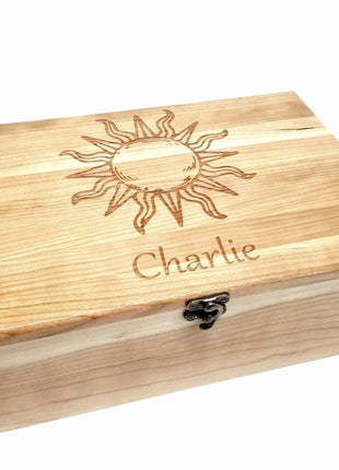 Sunshine Memory Box Add Text, Personalized Handmade Custom Wood Memorial Laser Engraved Box