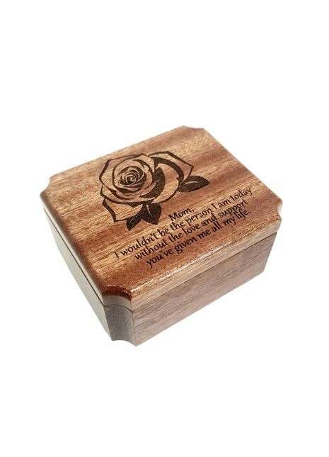 Rose Bloom Mini Music Box Add Text, Personalized Handmade Custom Wood Small Wind Up Music Box