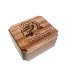 Rose Ring Box Add Text, Personalized Handmade Custom Laser Engraved Wooden Ring Box