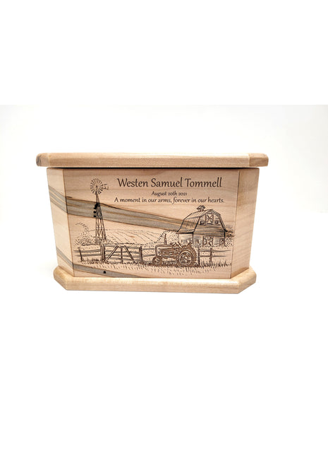 Farm Pet Urn Add Text, Handmade Personalized Custom Laser Engraved Wooden Small Urn