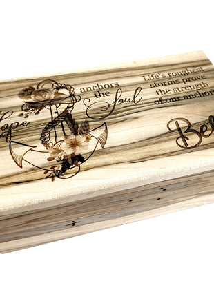 Anchor Floral Electronic Music Box Add Text, Personalized Handmade Custom Wood Laser Engraved Music Box