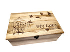 Birds Flying from Cage Memory Box Add Text, Personalized Handmade Custom Wood Memorial Laser Engraved Box