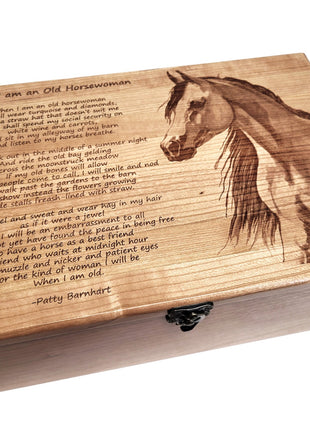 Horse Memory Box Add Text, Personalized Handmade Custom Wood Memorial Laser Engraved Box