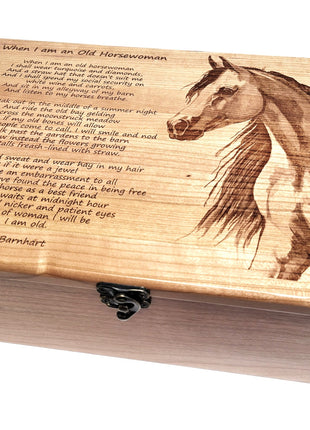 Horse Memory Box Add Text, Personalized Handmade Custom Wood Memorial Laser Engraved Box