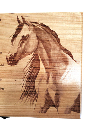 Horse Memory Box Add Text, Personalized Handmade Custom Wood Memorial Laser Engraved Box