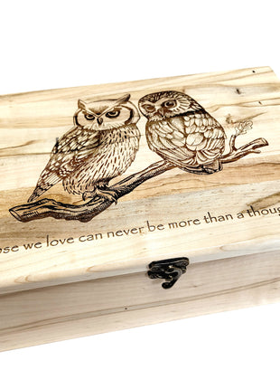 Owl Memory Box Add Text, Personalized Handmade Custom Wood Memorial Laser Engraved Box