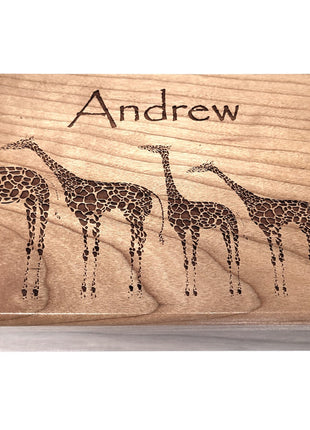 Giraffe Electronic Music Box Add Text, Personalized Custom Wood Laser Engraved Music Box