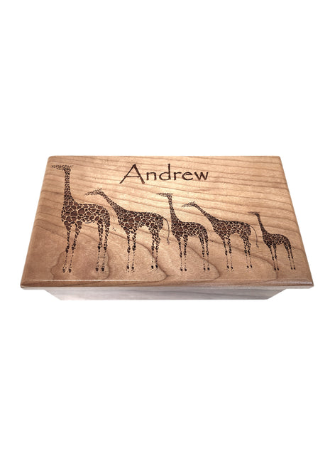 Giraffe Electronic Music Box Add Text, Personalized Custom Wood Laser Engraved Music Box