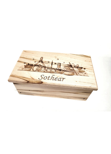 Sewing Music Box Add Text, Personalized Custom Laser Engraved Traditional Wind Up Handmade Wood Music Box