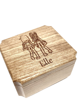 Sisters Friends Ring Box Add Text, Personalized Handmade Custom Laser Engraved Wooden Ring Box