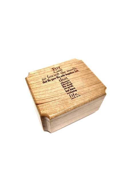 Cross Worded Mini Music Box Add Text, Personalized Handmade Custom Wood Small Wind Up Music Box