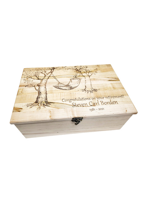 Hammock Memory Box Add Text, Personalized Handmade Custom Wood Memorial Laser Engraved Box