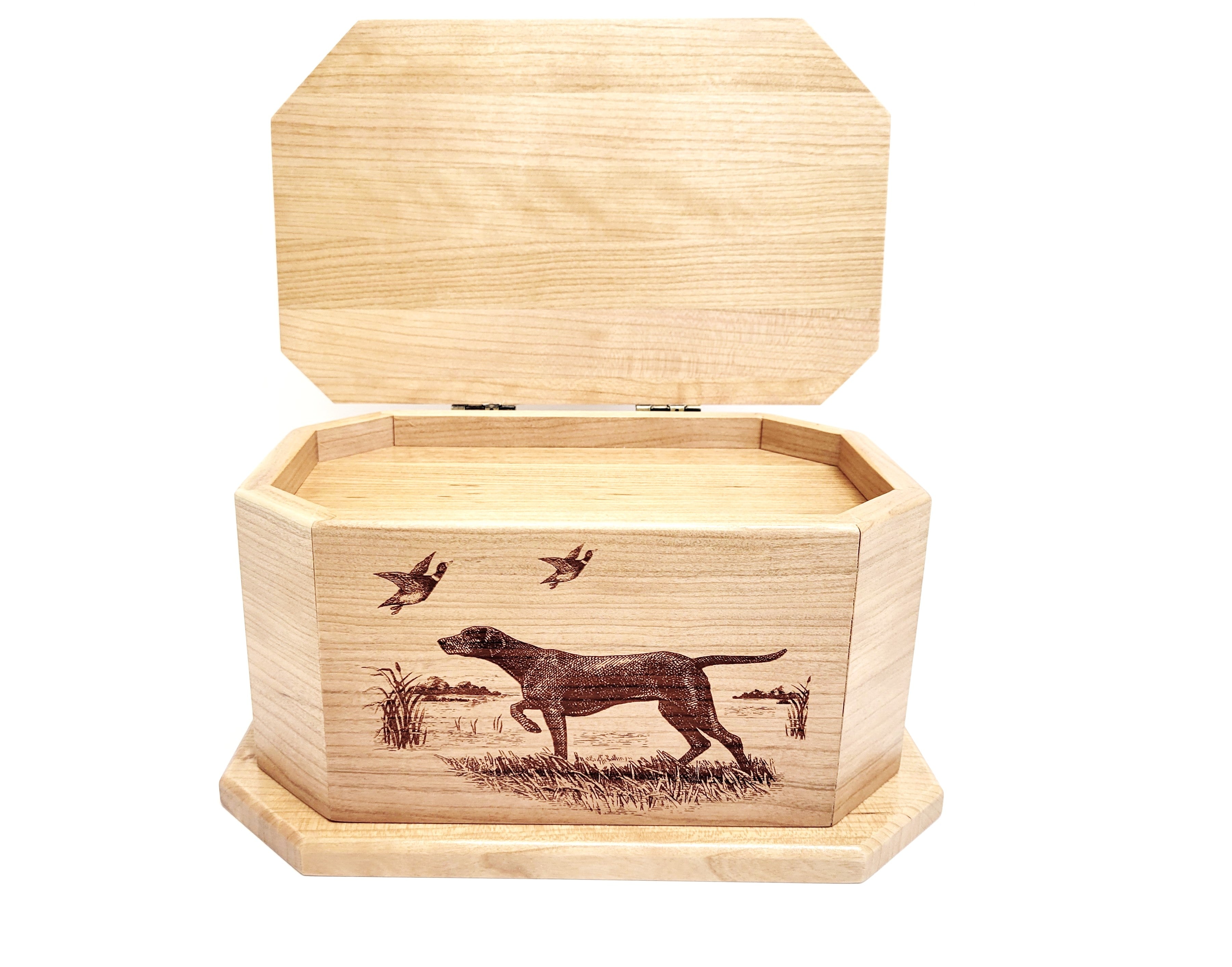 Hunting Dog Ducks Pet Urn Add Text, Handmade Personalized Custom