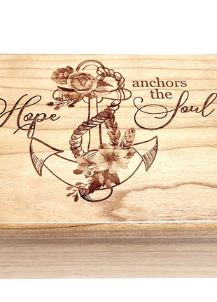 Anchor Floral Electronic Music Box Add Text, Personalized Handmade Custom Wood Laser Engraved Music Box