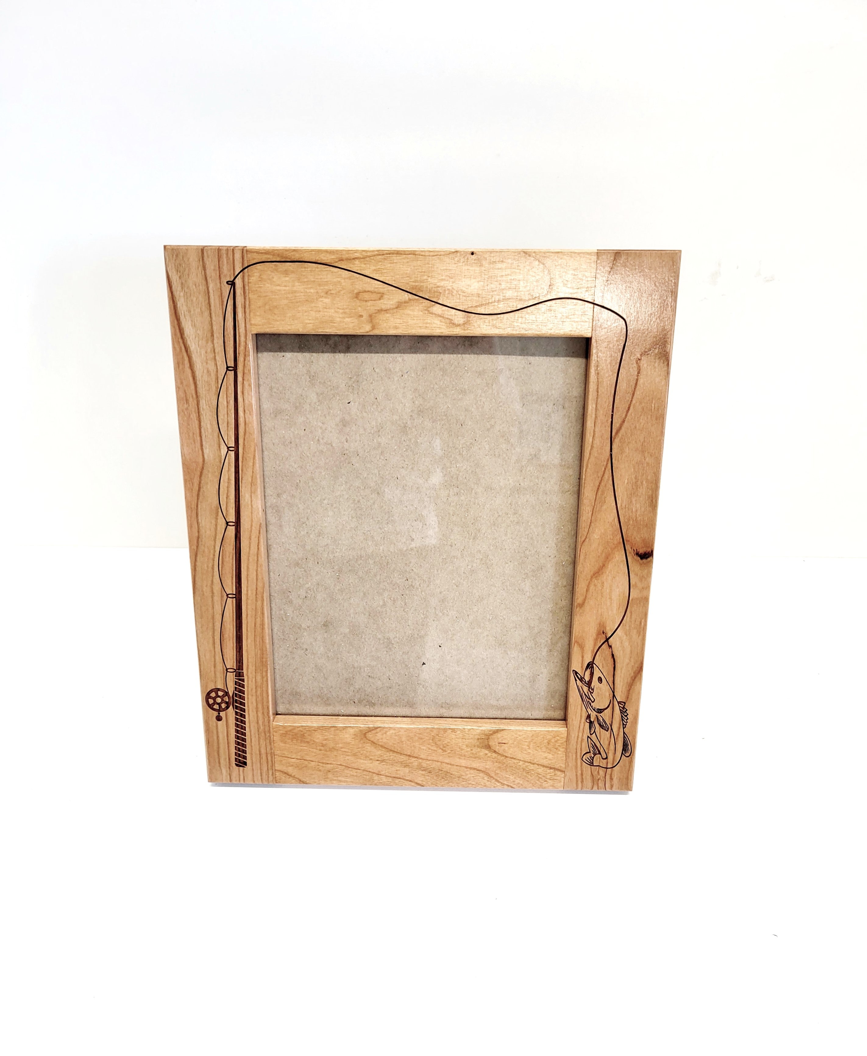 custom engraved fishing poles Fishing Pole Wooden Picture Frame 8"x10" Add Text, Personalized Custom Laser Engraved