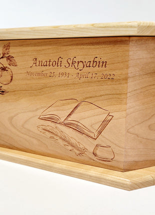 Custom Engraved Handmade Personalized Book Urn, Book Reader  Urn, Writer Urn