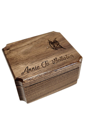Butterfly Ring Box Add Text, Personalized Handmade Custom Laser Engraved Wooden Ring Box