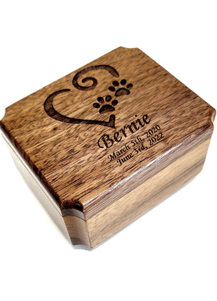 Paw Heart Mini Urn Add Text, Small Shareable Urn, Pet Urn Personalized Handmade Custom Laser Engraved