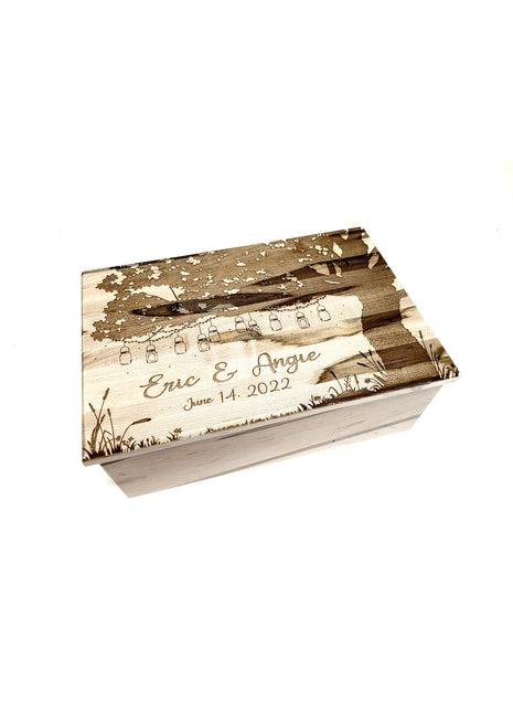 Mason Jar Tree Memory Box Add Text, Personalized Handmade Custom Wood Memorial Laser Engraved Box