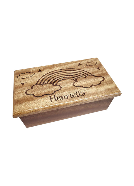 Rainbow Electronic Music Box Add Text, Personalized Custom Wood Laser Engraved Music Box