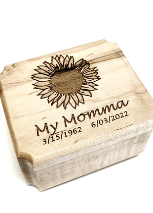 Sunflower Mini Music Box Add Text, Personalized Handmade Custom Wood Small Wind Up Music Box