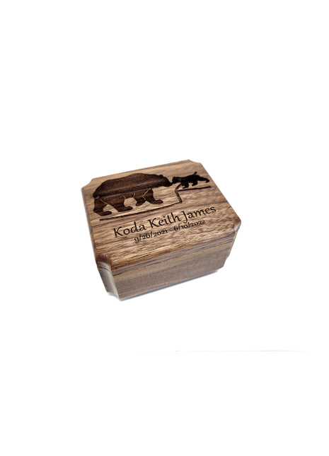 Bears Mini Music Box Add Text, Personalized Handmade Custom Wood Small Wind Up Music Box