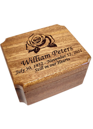 Rose Ring Box Add Text, Personalized Handmade Custom Laser Engraved Wooden Ring Box