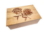 Peony Flowers Memory Box Add Text, Personalized Handmade Custom Wood Memorial Laser Engraved Box