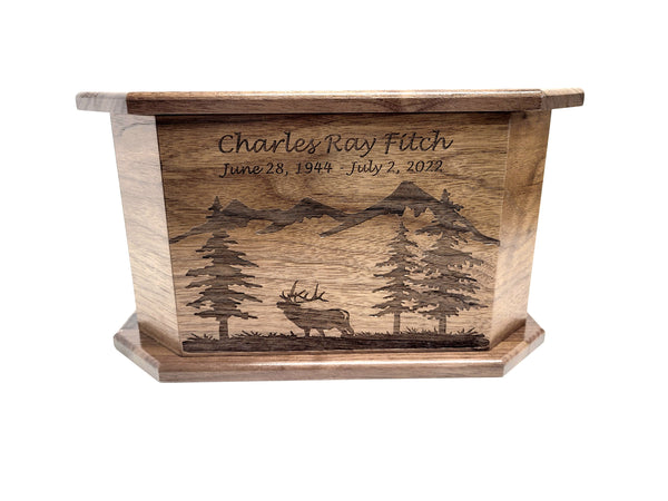 Custom Engraved Handmade Personalized Mountain Urn, Climber Urn, Elk Urn, Adventurer Urn