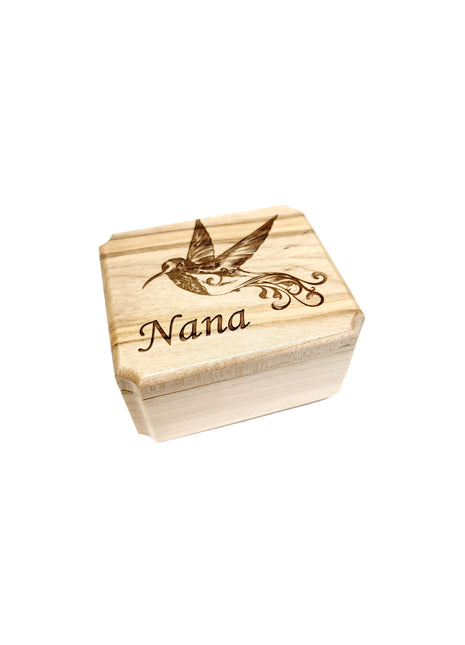 Hummingbird Ring Box Add Text, Personalized Handmade Custom Laser Engraved Wooden Ring Box