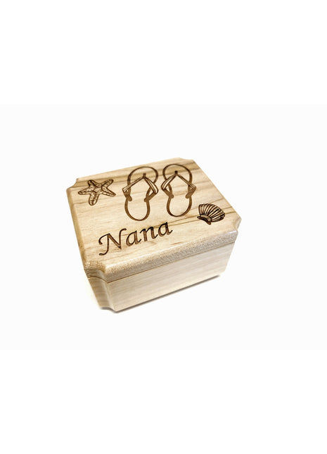 Flip Flops Mini Music Box Add Text, Personalized Handmade Custom Wood Small Wind Up Music Box