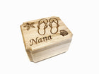 Flip Flops Mini Music Box Add Text, Personalized Handmade Custom Wood Small Wind Up Music Box