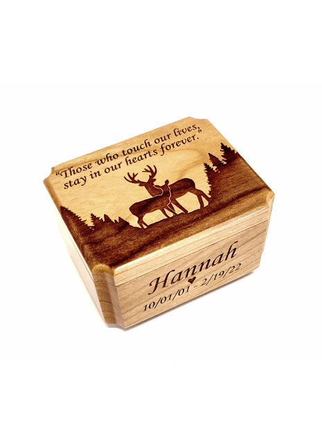 Deer Couple Ring Box Add Text, Personalized Handmade Custom Laser Engraved Wooden Ring Box