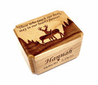 Deer Couple Ring Box Add Text, Personalized Handmade Custom Laser Engraved Wooden Ring Box