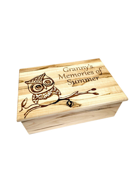 Owl Memory Box Add Text, Personalized Handmade Custom Wood Memorial Laser Engraved Box