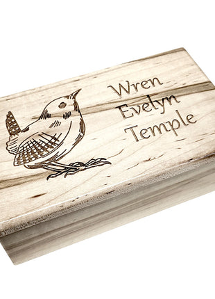 Wren Bird Electronic Music Box Add Text, Personalized Custom Wood Laser Engraved Music Box