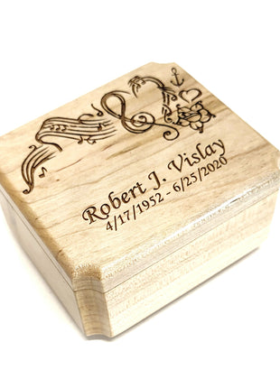 Music Design Ring Box Add Text, Personalized Handmade Custom Laser Engraved Wooden Ring Box