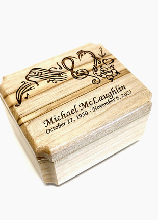 Music Design Ring Box Add Text, Personalized Handmade Custom Laser Engraved Wooden Ring Box