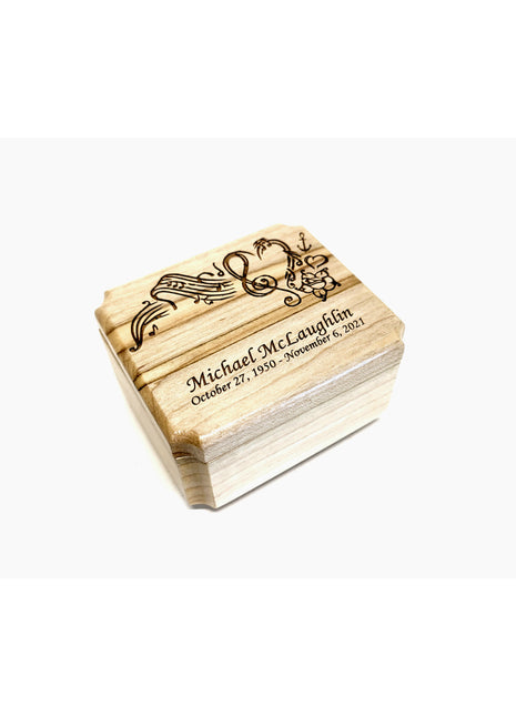 Music Design Ring Box Add Text, Personalized Handmade Custom Laser Engraved Wooden Ring Box
