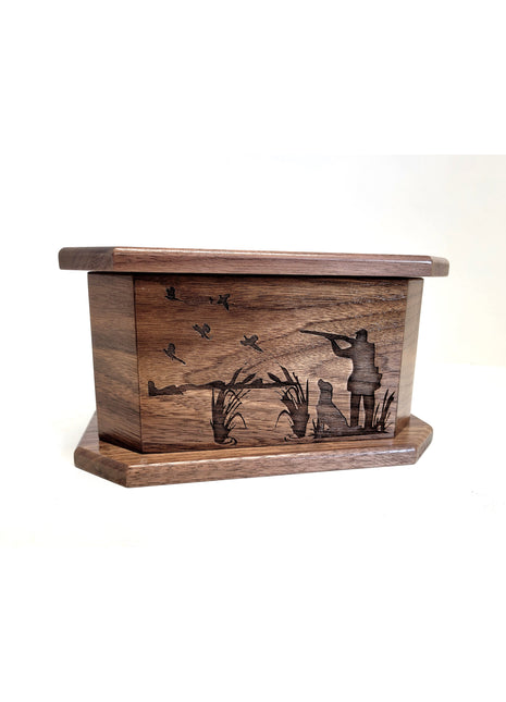 Pheasant Hunting Pet Urn Add Text, Handmade Personalized Custom Laser Engraved Wooden Small Urn