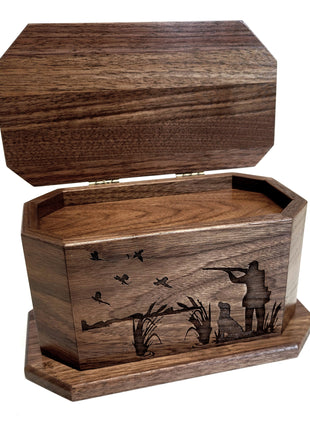 Pheasant Hunting Pet Urn Add Text, Handmade Personalized Custom Laser Engraved Wooden Small Urn