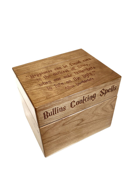 Cooking Spells Recipe Card Box Add Text,  Personalized Custom Laser Engraved Kitchen Recipe Card Box, 6"x4" Recipe Card Storage Holder