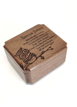 Engraved Handmade Personalized Mini Owl Design Infant Urn, Small Urn, Sharable Urn, Pocket Urn