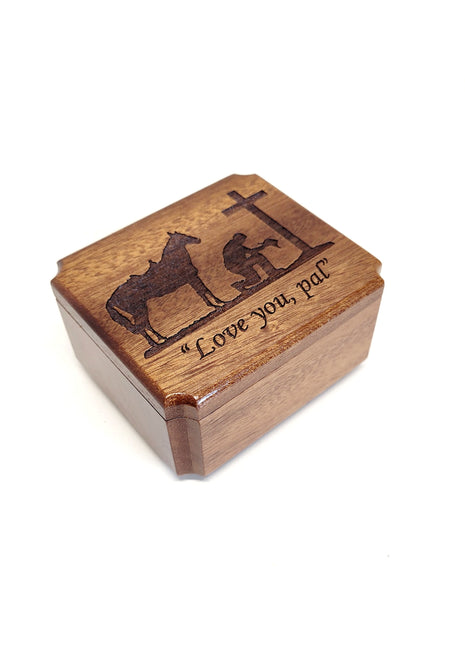 Cowboy Mini Urn Add Text, Small Shareable Urn, Infant Urn Personalized Handmade Custom Laser Engraved