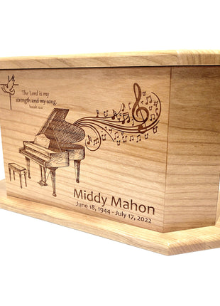 Custom Engraved Handmade Personalized Pianist Urn, Piano Urn, Musical Urn