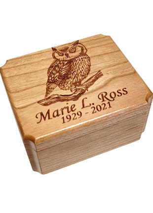 Owl Ring Box Add Text, Personalized Handmade Custom Laser Engraved Wooden Ring Box