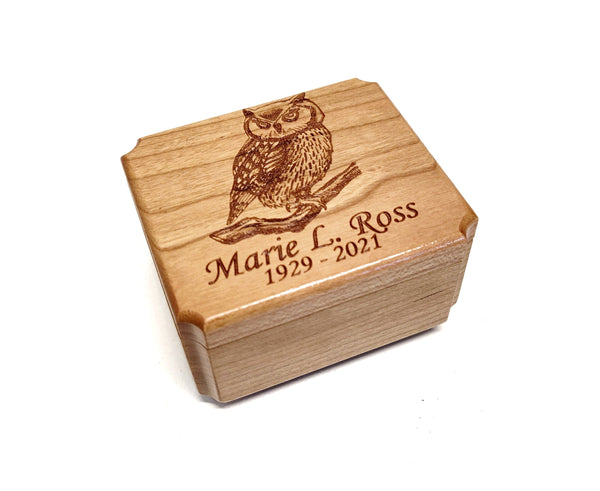 Engraved Handmade Personalized Owl Urn, Small Urn, Sharable Nature Lovers Urn, Pocket Urn, Rememberance Urn