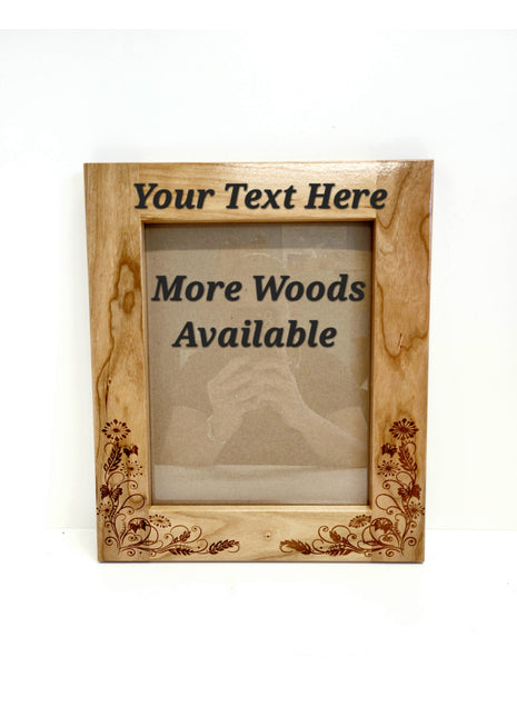 Floral Butterfly Border Wooden Picture Frame 8"x10" Add Text, Personalized Custom Laser Engraved