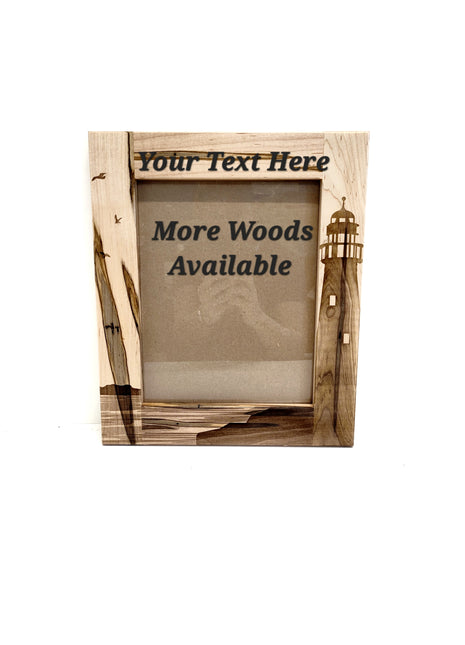Lighthouse Wooden Picture Frame 8"x10" Add Text, Personalized Custom Laser Engraved