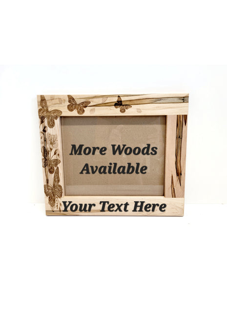 Butterflies Wooden Picture Frame 8"x10" Add Text, Personalized Custom Laser Engraved